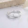 wholesale S925 Sterling Silver Korean Style Minimalist Ins Geometric Irregular Wave-shaped Trendy Open Ring-0-1