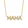 wholesale S925 Sterling Silver Mama Pave Letter Pendant Necklace, Korean Style Ins Fashion Elegant Luxury Mother's Day Gift-0-0