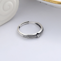 wholesale S925 Sterling Silver Retro Vintage Korean Style Thin Band Full Zirconia Inlaid Ins Minimalist Style Open Ring-0-1