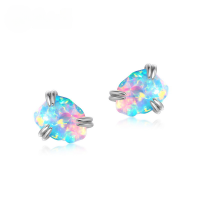 wholesale S925 sterling silver gold-plated irregular fire opal earrings for cross-border trendy fashion, wholesale from manufacturers-Thick Silver Platinum>925 Silver