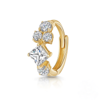 wholesale S925 Sterling Silver Cartilage Piercing Zircon Ear Cuff, An Ins Punk Style Ear Bone Clip-Single gold #13 925 silver