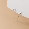 wholesale S925 Sterling Silver Earrings XO Geometric Chain Drop Earrings One-Piece Double Ear Piercing Niche Design Earrings G9674-0-1
