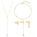 wholesale S925 Sterling Silver Diamond Zirconia Necklace Bracelet Earrings Set, Classic Light Luxury Versatile Jewelry-0-8