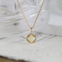 wholesale S925 silver plated with 14k gold French light luxury opal necklace, 23 autumn new collection from Dunli Jewelry manufacturer wholesale-Opal Necklace 925 Silver