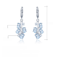 wholesale S925 sterling silver natural topaz earrings, European and American fashion blue sapphire crystal earrings, new style-0-4