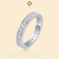 wholesale Metal S925 Silver Track Ring Closed Band New Style Moissanite Ring Cross-Border Amazon Hot Selling Ready to Ship Wholesale-Moissanite 2.0m Mido 7#