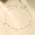 wholesale S925 Sterling Silver Small Fortune Pendant Anklet for Girls, Minimalist and Elegant Korean-style Student Personality Fresh and Versatile Foot Jewelry-0-0
