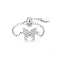 wholesale 925 Sterling Silver Adjustable Open Heart Butterfly Zircon Ring,ins。-0-7