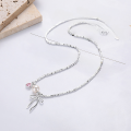 wholesale S925 Sterling Silver Korean Style Bow with Rotating Pearl and Heart Pendant Design Chain Necklace-0-1