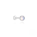 wholesale S925 Sterling Silver Zircon-inlaid Natural Moonstone Flat Threaded Ear Cartilage Stud, Korean Style Niche Premium Jewelry-0-13
