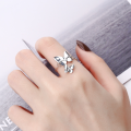 wholesale S925 Sterling Silver Korean-style Elegant Fairy Butterfly Chain Link Adjustable Luxury Ring-0-3
