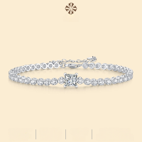 wholesale S925 silver moissanite cube bracelet cross-border Amazon best-selling couple bracelet source drop shipping-Moissanite 1 carat>925 silver