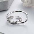 wholesale S925 Sterling Silver Irregular Exaggerated Multi-Dimensional Twisted Large Hoop Open Ring for Trendy Hip-Hop Punk Style-0-2