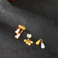 wholesale Gold-Plated S925 Ancient Silver Butterfly Jadeite Gourd Pendant and Hetian Jade Gourd Pearl DIY Bracelet Accessories-Gourd Jade Ji Ti Liu