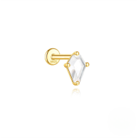 wholesale S925 Sterling Silver Geometric Marquise Cut Opal Threaded Flat Back Ear Bone Stud With Zircon Accent, Fast Selling On Aliexpress-Single gold #14