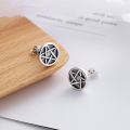 wholesale S925 sterling silver vintage oxidized retro star pattern trendy versatile earrings-0-1