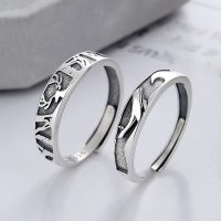 wholesale S925 Sterling Silver Retro "Whale of a Lifetime, Accompanied by a Deer" Meaningful Couple Rings Romantic Valentine's Day Ring-703FJ/whale approx. 2.1g Opening adjustable