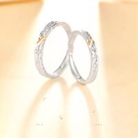 wholesale S925 Sterling Silver Yaxi Glacier Glow Couple Rings Minimalist Two-Tone Trendy Matching Bands Niche High-End Sense Qixi Festival-Glacial Flowing Light Couple Ring/approx. 3.78g&gt;PR003753