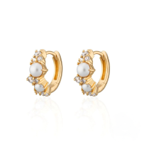 wholesale S925 Sterling Silver Ins Pearl Zircon Earrings, A Best-selling And Versatile Women's Earring In-Gold 925 silver
