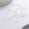 wholesale S925 Sterling Silver Trendy Minimalist Multi-Layer Stackable Choker Necklace, Versatile Light Luxury Style Collarbone Chain-0-3
