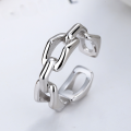 wholesale S925 Sterling Silver European and American Minimalist Design Luxury Retro Hong Kong Style Chain Open Ring Unisex-0-1