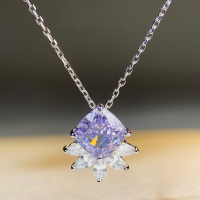 wholesale PT950 Gold Plated S925 Silver Ice Flower Necklace Pendant for Women, Minimalist and Versatile Fashion Cross-Border Best-Seller Wholesale from Manufacturer-Yellow Diamond-XL068 925 Silver