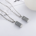 wholesale S990 Silver Vintage Totem Relief Six-Character Mantra Dzi Tube Gau Box Personalized DIY Jewelry Accessories-0-1