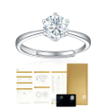 wholesale S925 sterling silver minimalist open-end D-color moissanite ring classic six-prong one-carat moissanite diamond ring with certificate-0-0