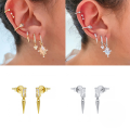 wholesale S925 Sterling Silver Square Zircon Polished Small Stud Earrings,。-0-3