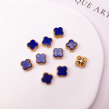 wholesale S925 Gold-Plated Silver Natural Lapis Lazuli Gourd Square Prism Four-Leaf Clover Accessory DIY Semi-Finished Bracelet Necklace Strand Charms-0-3