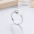 wholesale S925 silver fashionable minimalist Korean and Japanese imitation pearl ins-style cross-border trendy creative design open ring-0-0