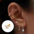 wholesale S925 Sterling Silver Crown Rhinestone Flat Thread Cartilage Ear Stud, A Popular European Piercing Earring-0-3