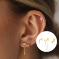 wholesale S925 Sterling Silver 3-piece Set Asymmetric Ear Studs, Cross-border Hot Sale Ins Style Earring Collection-0-2