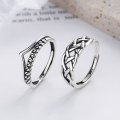 wholesale S925 Sterling Silver Vintage Multi-layer Braided Wrap Ring, Korean Style Individualistic Punk Minimalist Versatile Women's Ring-0-1