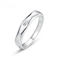 wholesale 925 Sterling Silver Fashionable OLS Moissanite Ring Trendy Personality Couple Rings Valentine's Day Gift Wholesale Custom-Thick Silver Platinum>HK17#