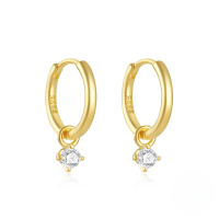 wholesale 925 Sterling Silver Zircon-studded Hoop Earrings With Evil Eye And Heart Charms, Popular In Europe And America, Ins Minimalist Style-Gold#3 925 Silver