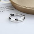 wholesale S925 Sterling Silver European and American Minimalist Style Wide Wave Pattern Double-Layer Hollow Adjustable Ring-0-1