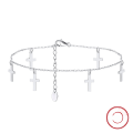 wholesale S925 Sterling Silver Ankle Chain with Layered Cross Shiny O-Link, Plated in 14K Gold, Factory Direct, Cross-Border-0-78