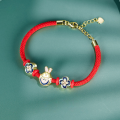 wholesale Metal: 925 Sterling Silver New Chinese Style Couple Bracelet Zodiac Year Lucky Rabbit New Beaded Red String Chain Jewelry Wholesale for Women-0-0
