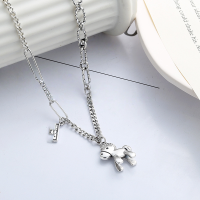 wholesale S925 Sterling Silver Korean-style Chunky Chain Linked Fairy Tale Carousel Pendant Creative Personalized Retro Collarbone Necklace-YL204/approx. 13.9g 925 silver