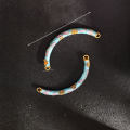 wholesale S925 gold-plated ancient enamel technique, fired blue semi-bangle curved tube accessories for handcrafted DIY braided bracelet jewelry parts-0-6