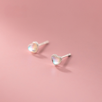 wholesale S925 Sterling Silver Nalan Small Fresh and Simple Girl's Small and Delicate Synthetic Stone Heart Earrings M00103-S925 Silver Earrings Rose Gold 925 Silver