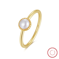 wholesale S925 Sterling Silver Ring with Cultured Freshwater Pearl, Simple and Stylish Ins Versatile Women's Ring-14K gold, natural freshwater pearls  size 5