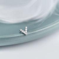 wholesale S925 Sterling Silver Sweet and Fresh Letter V Stud Earrings for Women, Korean Style Minimalist Mini Diamond Inlaid Ear Accessories G2939-S925 silver pair silver model 925 silver
