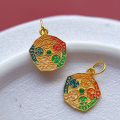 wholesale S925 ancient silver gold-plated fittings, enamel Prajna five-color wealth deity pendant, tiliu lucky bead, spacer bead, barrel bead for DIY-0-8