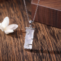 wholesale S925 Sterling Silver Guochao Bamboo Joint Necklace with Water Foam Jade Pendant, Design-Enhanced Collarbone Chain, New Chinese-Style Fashion Accessory-0-0