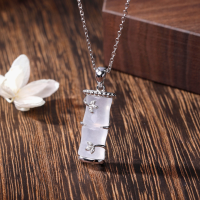 wholesale S925 Sterling Silver Guochao Bamboo Joint Necklace with Water Foam Jade Pendant, Design-Enhanced Collarbone Chain, New Chinese-Style Fashion Accessory-Water Jade Bamboo Necklace/Approx. 3.83g&gt;DZ016632-2