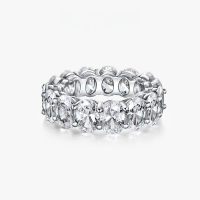 wholesale 925 Silver Shipei Jewelry New Style High Carbon Diamond Row Ring Set with 075ct 5*7 Oval Cut Stone Minimalist Ring for Women-White【R-1059】 10