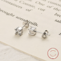 wholesale S925 Sterling Silver Four-Prong Zircon Ear Studs Fashion Minimalist Personality Trendy Sweet and Cool INS Daily Wear Earrings-0-2