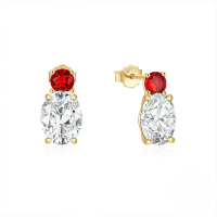 wholesale 925 Sterling Silver New Classic Luxury Zircon-encrusted Emerald Stud Earrings,。-Gold #1-Red Diamond 925 Silver